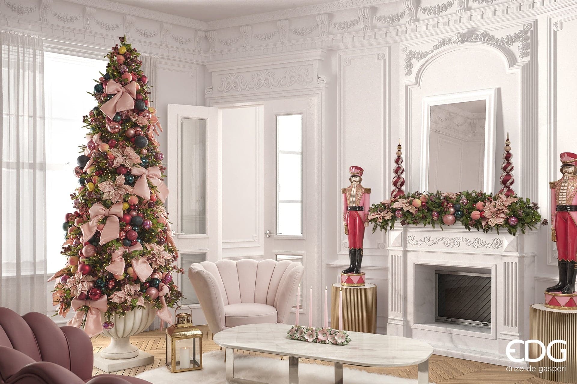 Base per albero di Natale a forma di coppa, color avorio - 2