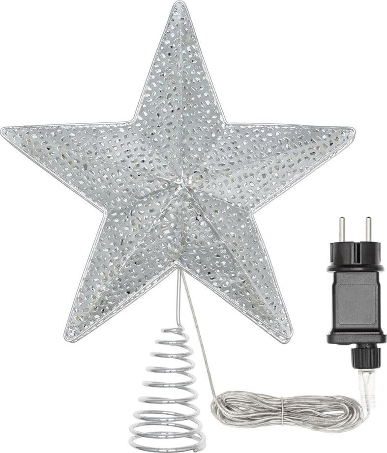 Puntale a stella per albero di natale illuminato luce calda a led metallo traforato - 3