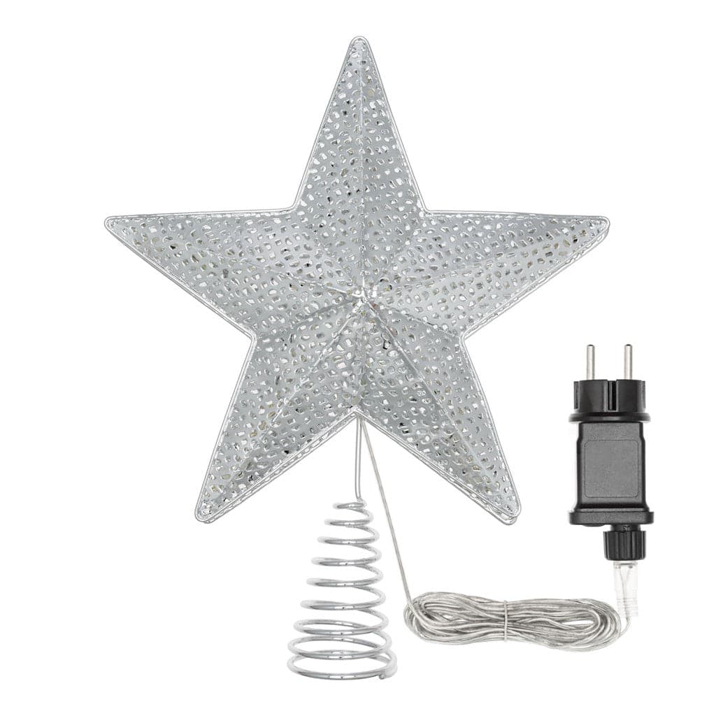 Puntale a stella per albero di natale illuminato luce calda a led metallo traforato - 3