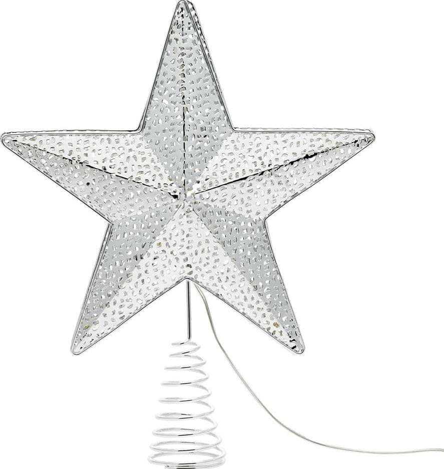 Puntale a stella per albero di natale illuminato luce calda a led metallo traforato - 4