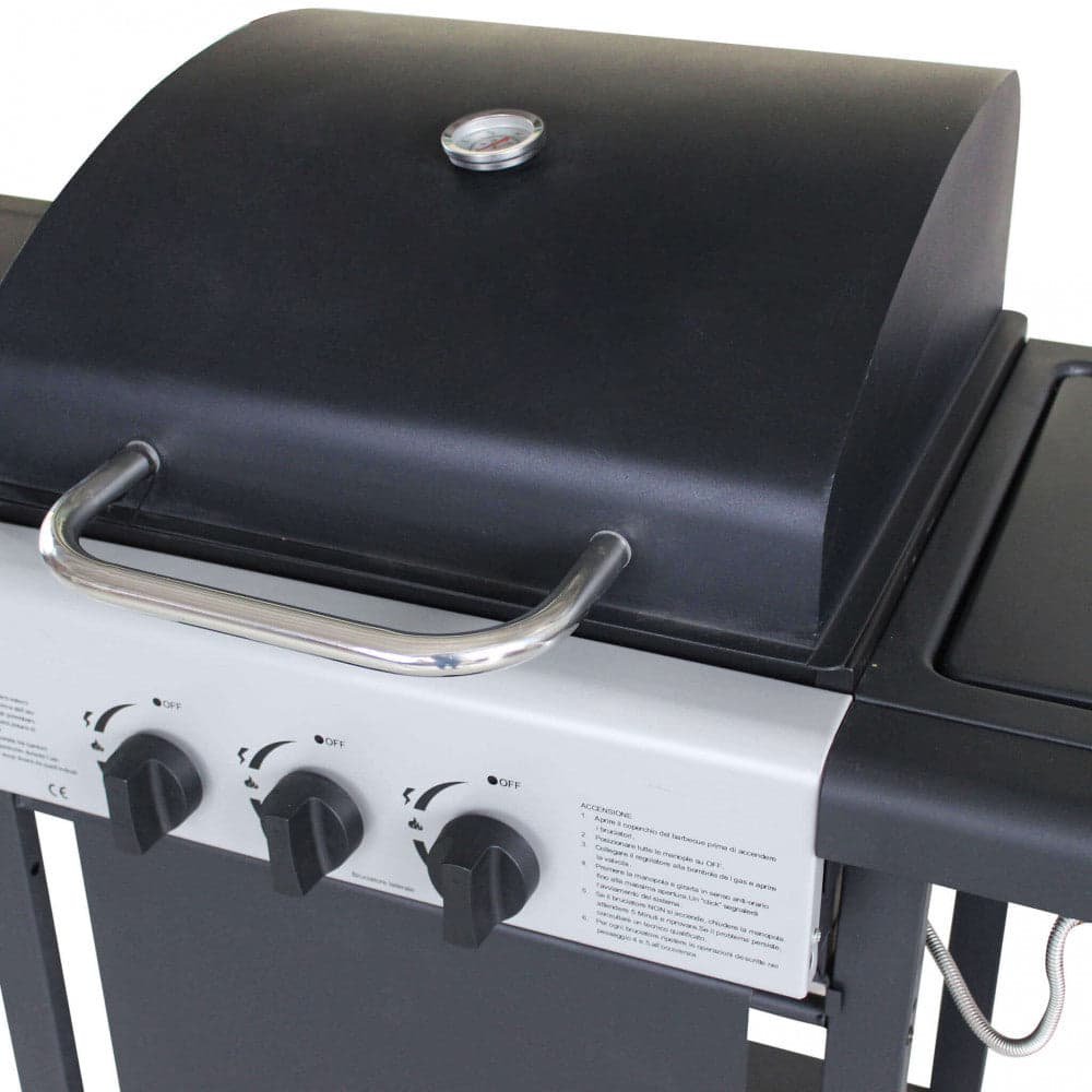 Barbecue bbq a gas  con fornello laterale 2 fuochi+1 - 3