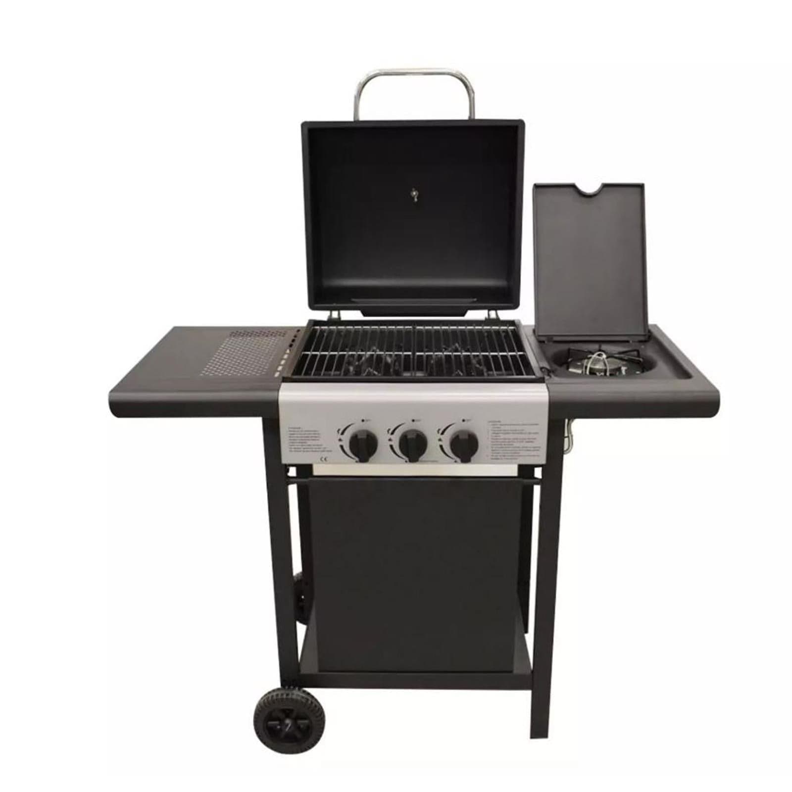 Barbecue bbq a gas  con fornello laterale 2 fuochi+1 - 4