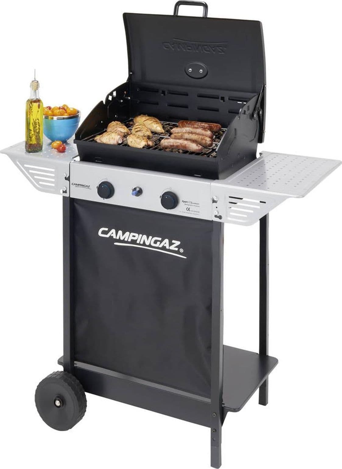 Barbecue "Xpert 100L" BBQ fornello con griglia e ruote a pietra lavica due bruciatori - 3