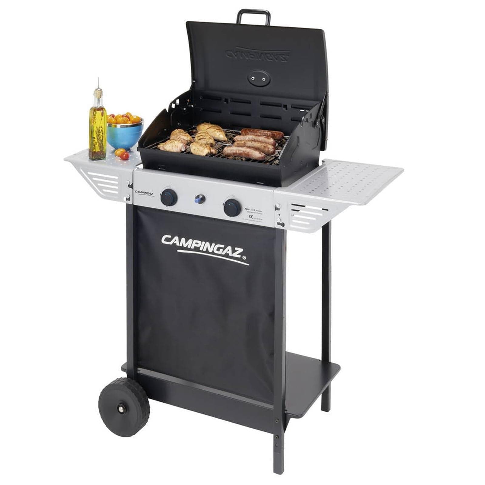 Barbecue "Xpert 100L" BBQ fornello con griglia e ruote a pietra lavica due bruciatori - 3