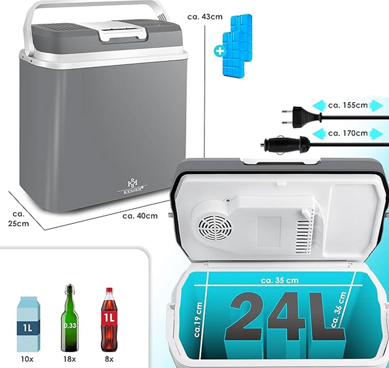 Borsa Frigo termoelettrica 12 e 230 V per auto e campeggio 24 lt - 3