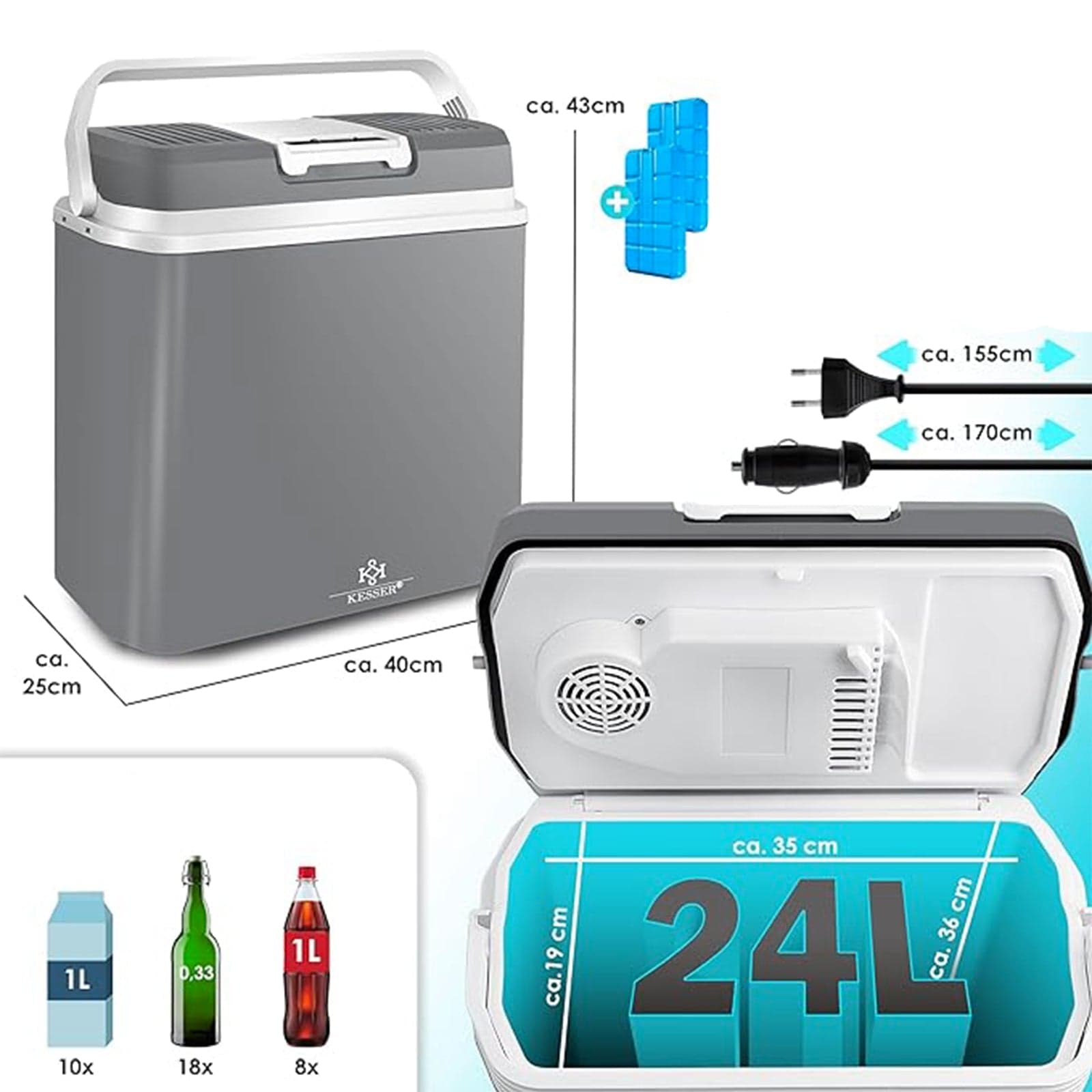 Borsa Frigo termoelettrica 12 e 230 V per auto e campeggio 24 lt - 3
