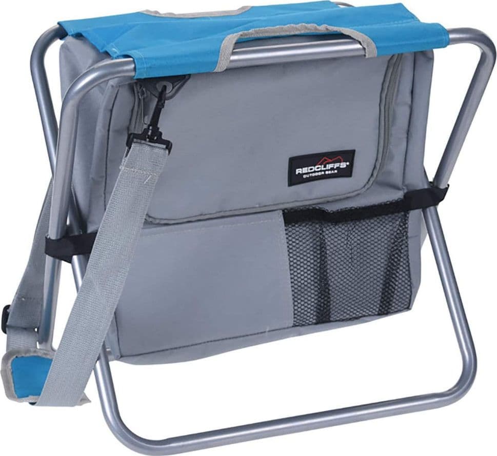 Sedia pieghevole con borsa isotermica per mare e spiaggia, colore blu e grigio, da 31,5 x 41 x 26,5 cm. - 2