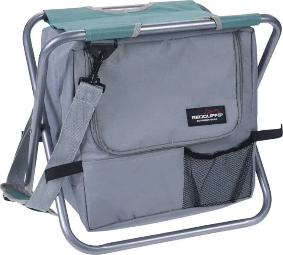 Sedia pieghevole con borsa isotermica per mare e spiaggia, colore blu e grigio, da 31,5 x 41 x 26,5 cm. - 4