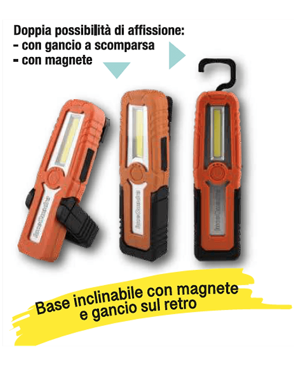 Torcia magnetica con gancio, ricaricabile con Power Bank per meccanici - 4
