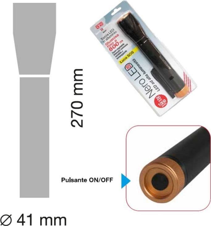 Torcia in metallo a batteria da campeggio e nautica 20 Watt distanza 600 mt - 2