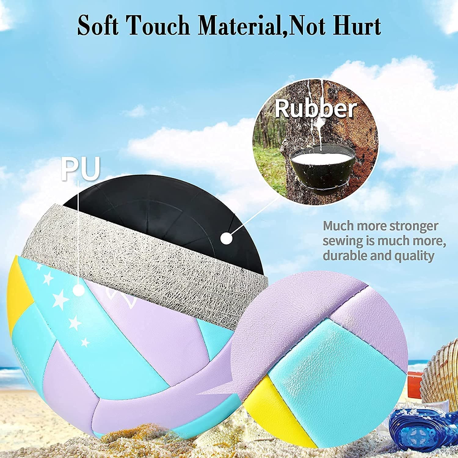 Pallone da pallavolo e beach volley in pelle, dimensioni ufficiali Soft Touch - 3