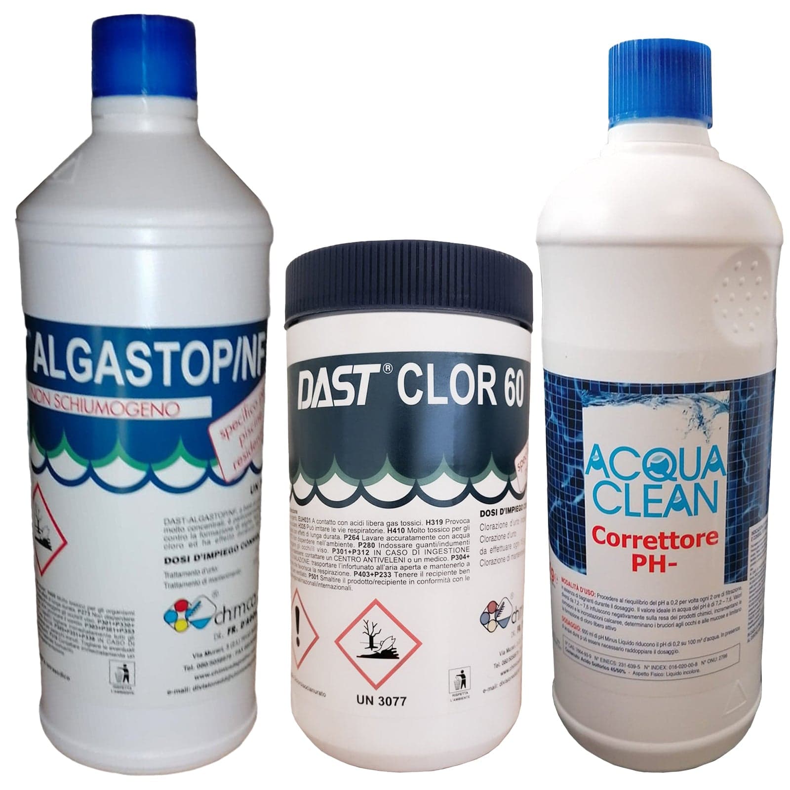 Kit di trattamento per piscina e acqua con cloro, alghicida e correttore pH - 2