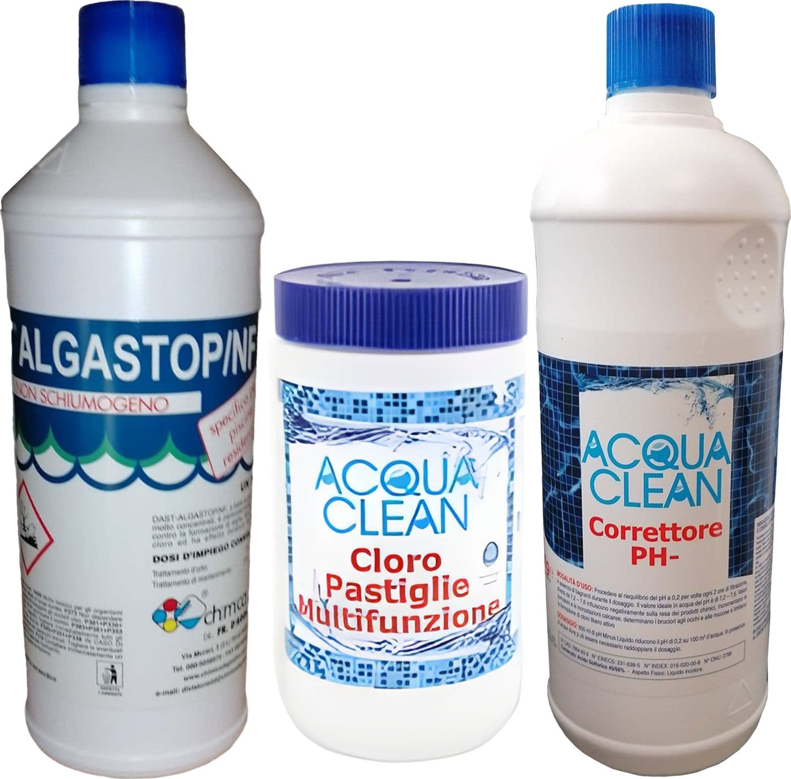 Kit di trattamento per piscina e acqua con cloro, alghicida e correttore pH - 4