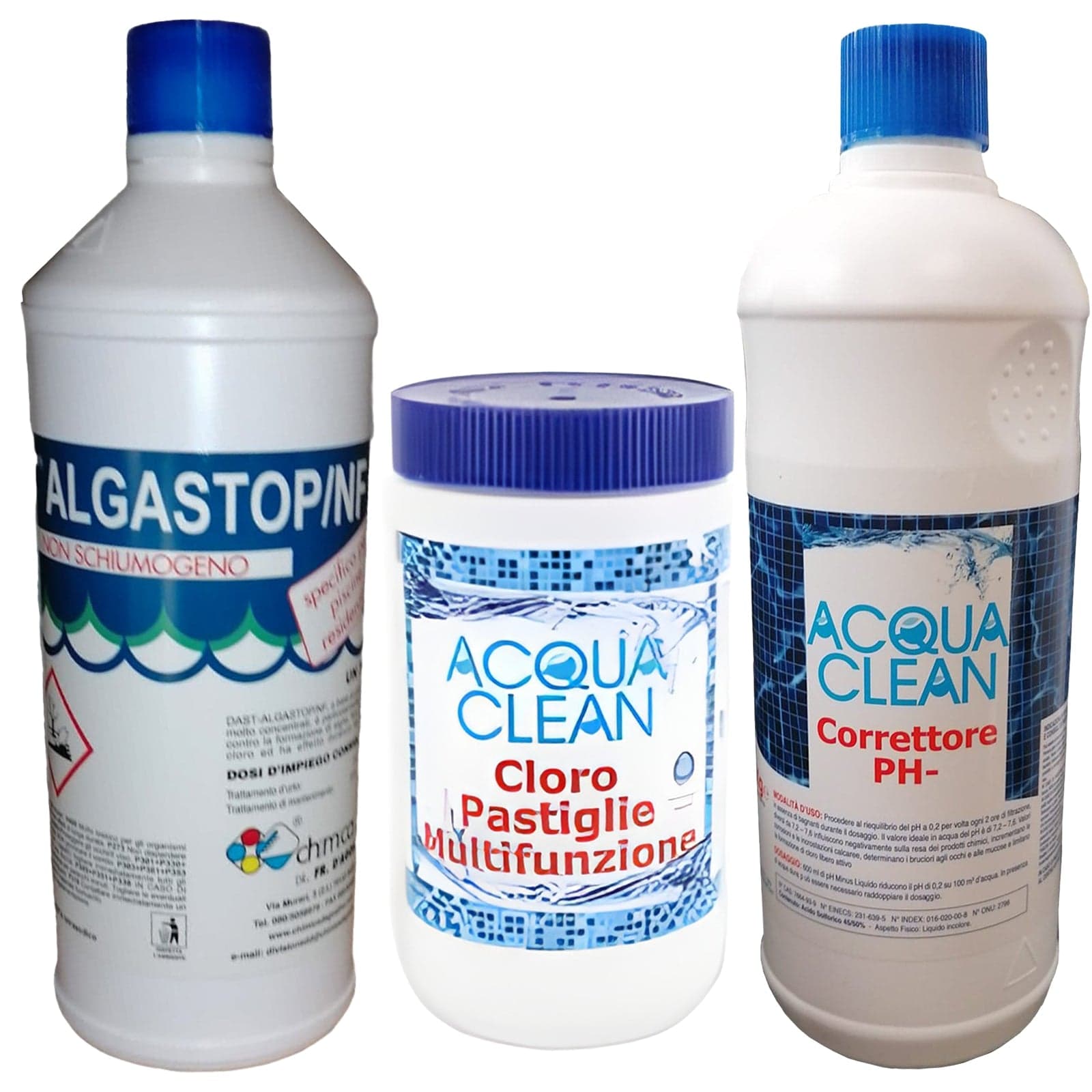 Kit di trattamento per piscina e acqua con cloro, alghicida e correttore pH - 4