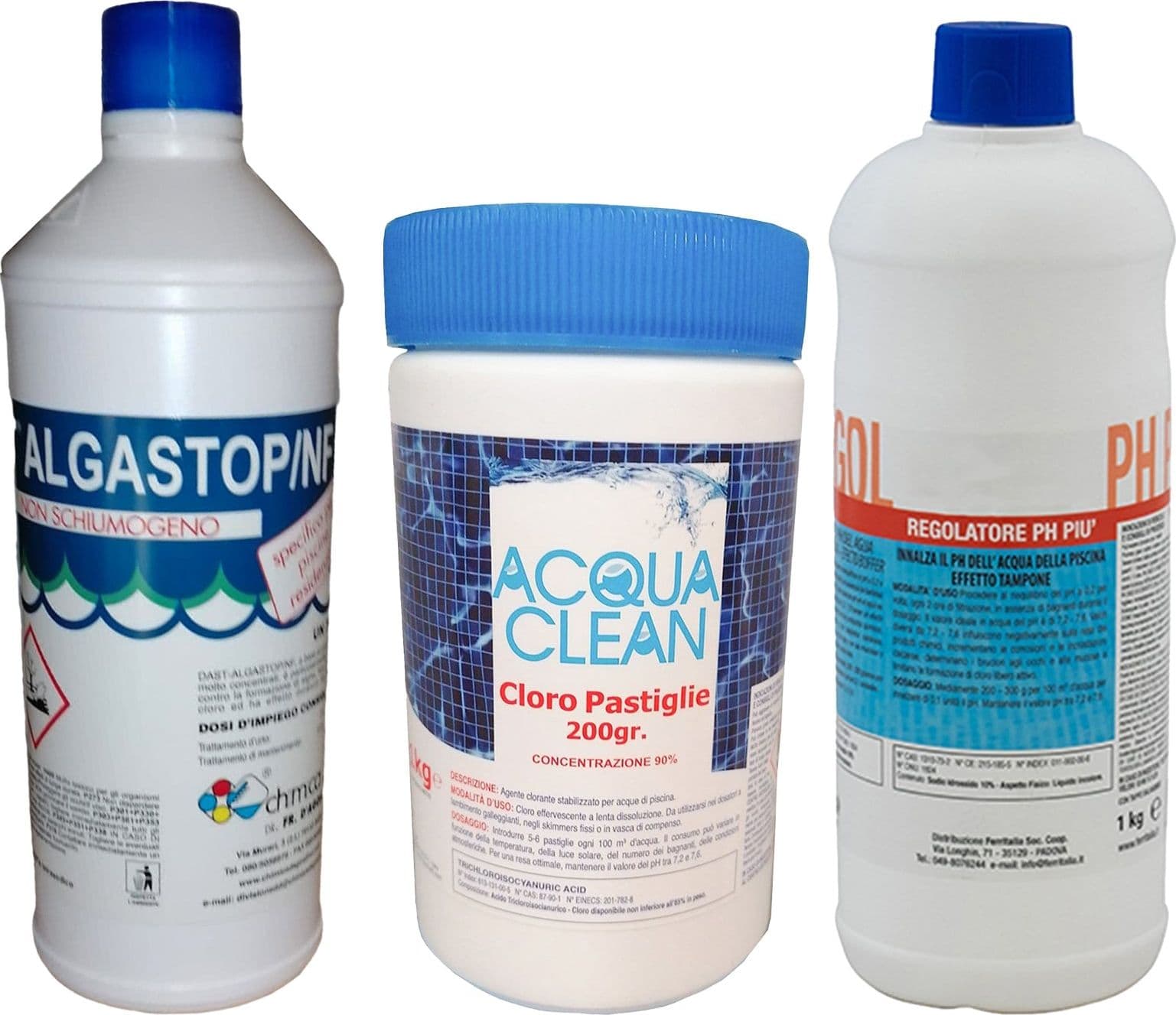Kit di trattamento per piscina e acqua con cloro, alghicida e correttore pH - 5