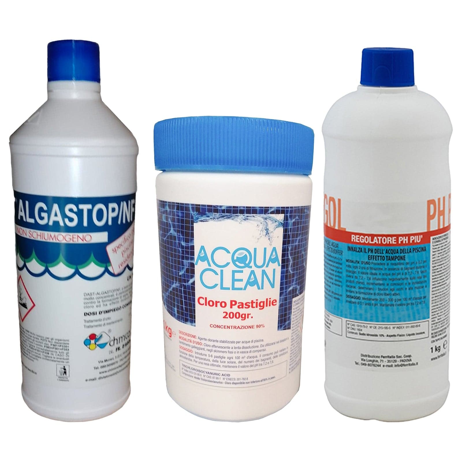 Kit di trattamento per piscina e acqua con cloro, alghicida e correttore pH - 5