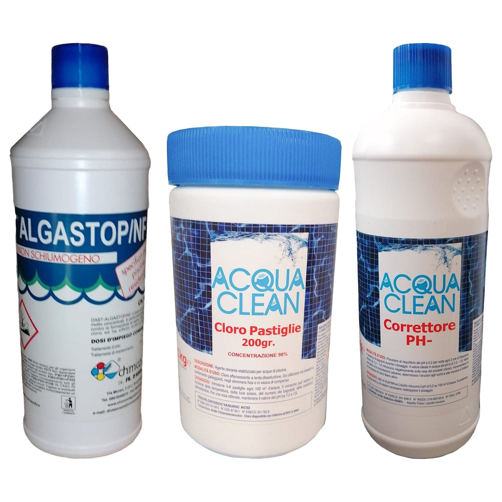 Kit di trattamento per piscina e acqua con cloro, alghicida e correttore pH - 6