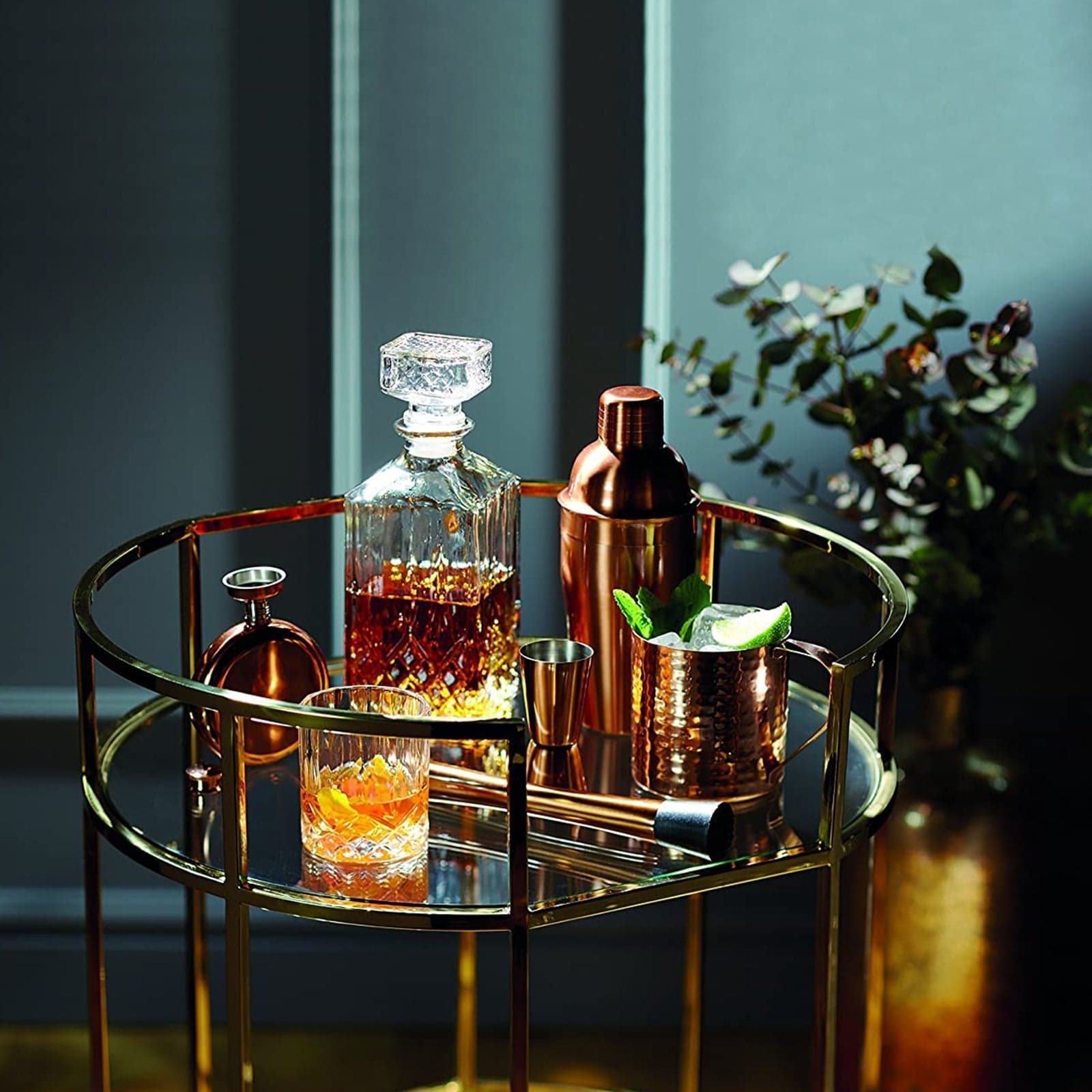 Set Bottiglia decanter da Whisky con 6 bicchieri in vetro intagliato 900 ml - 4