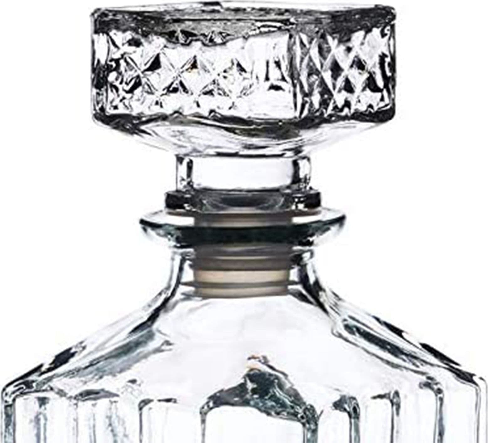 Set Bottiglia decanter da Whisky con 6 bicchieri in vetro intagliato 900 ml - 6