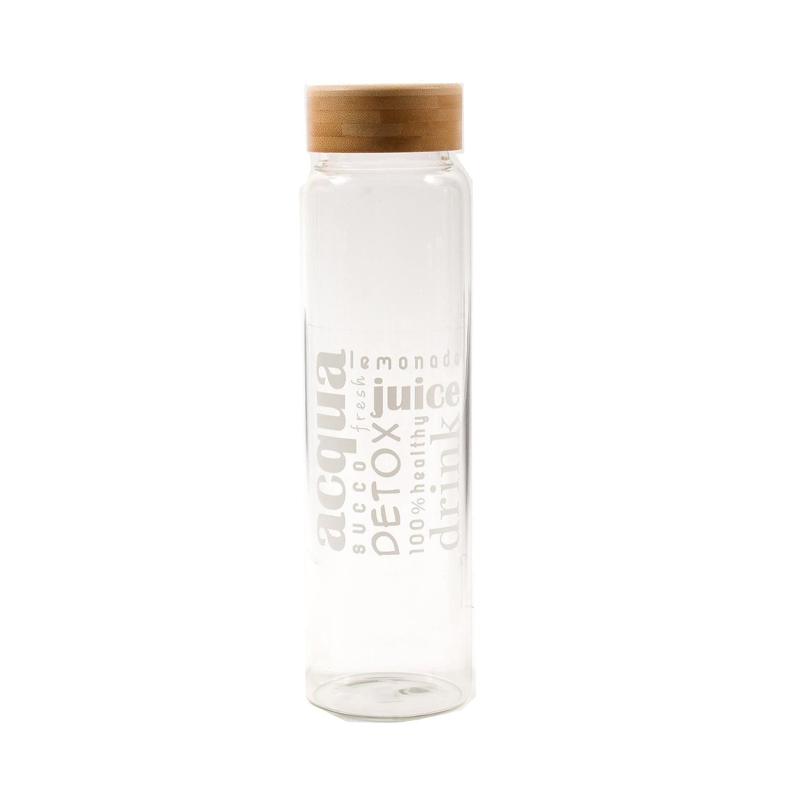 Bottiglia di vetro Borosilicato per acqua con Tappo a vite in Bamboo 1 lt - 2