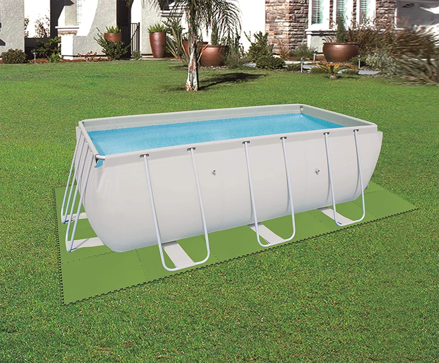 Tappetino di basamento protezione per il fondo della piscina e spa 9 mattonelle 79 x 79 cm - 4