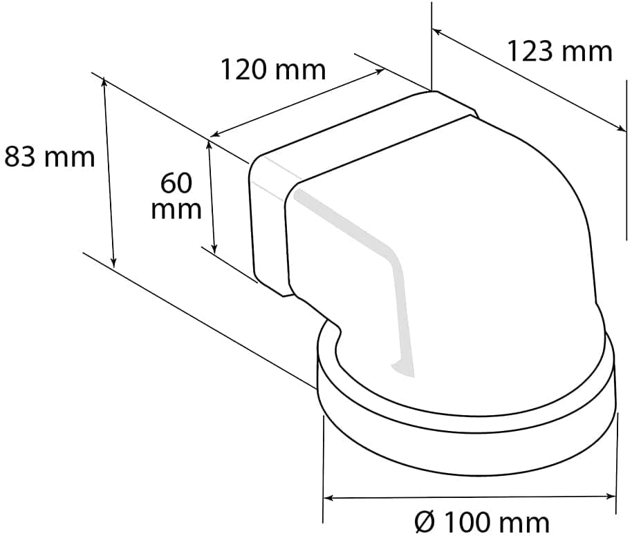 Giunto orizzontale a 90 ° per tubo aerazione canalizzata in ABS - 3