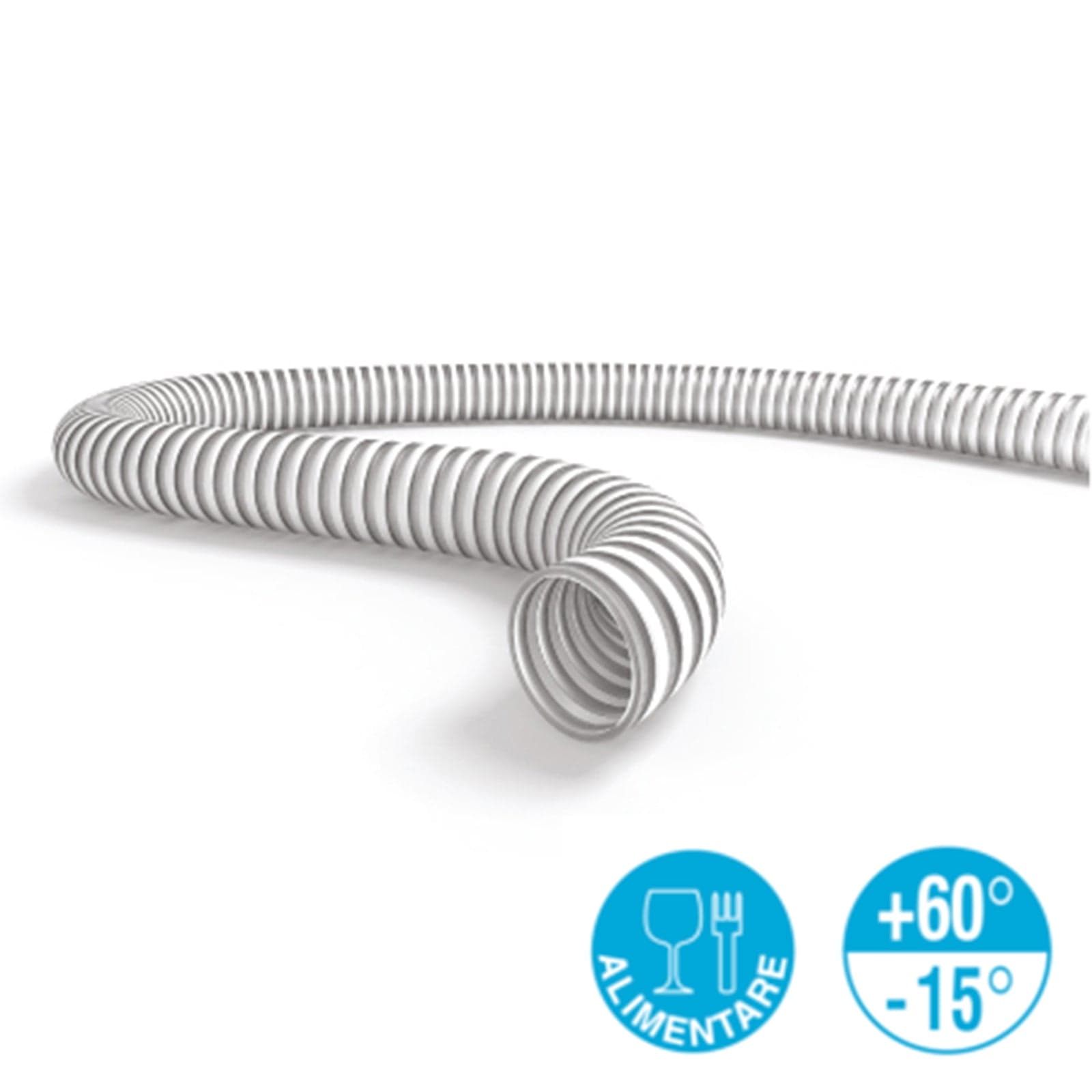 Tubo spiralato atossico per motopompa con spirale di rinforzo bianco per liquidi alimentari antiurto - 2