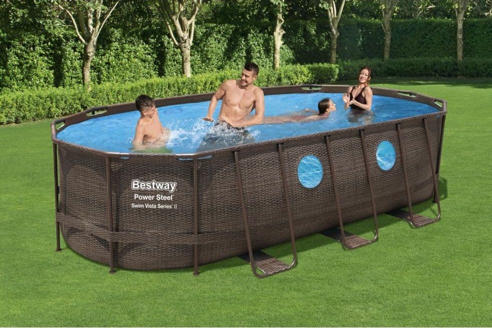 Piscina Power Steel Swim Vista ovale in acciaio con oblò 549x274x122 cm - 3