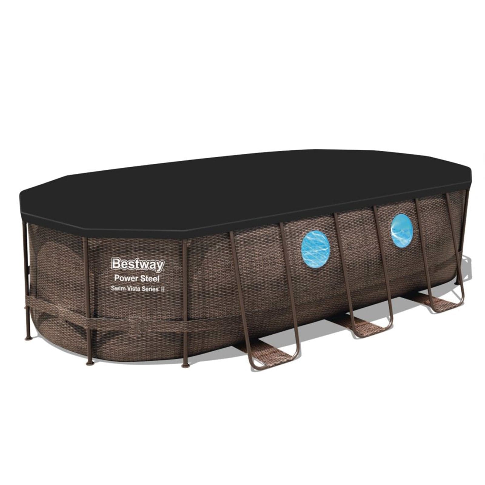 Piscina Power Steel Swim Vista ovale in acciaio con oblò 549x274x122 cm - 9