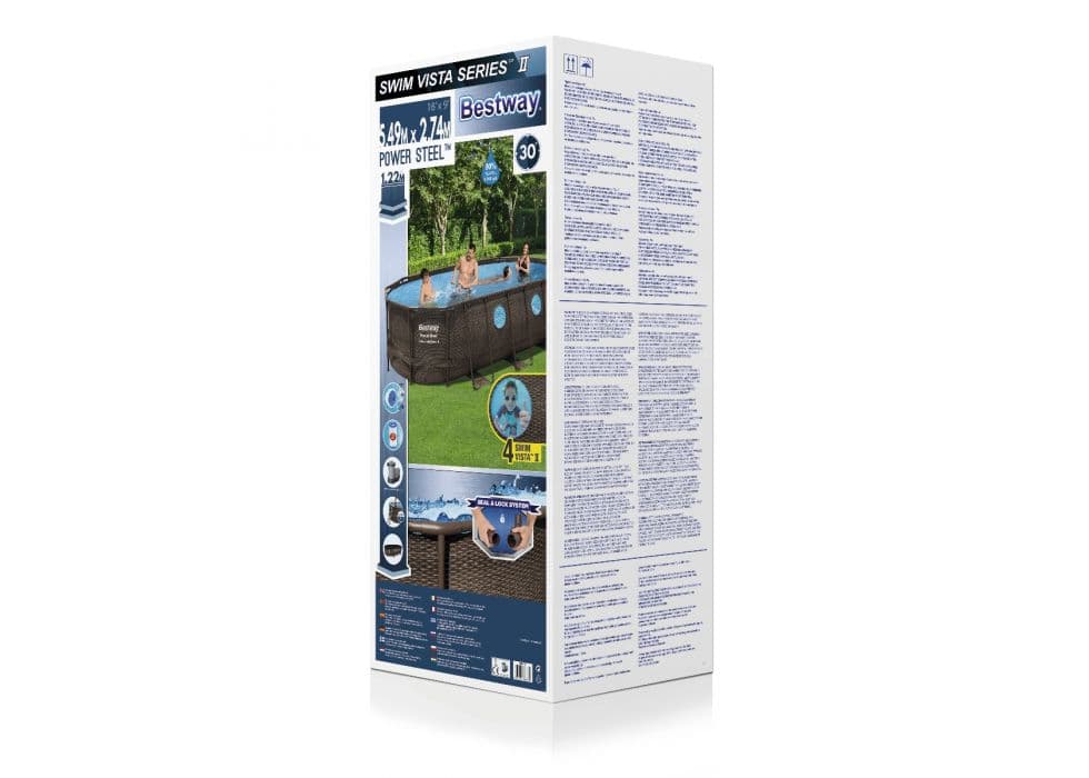 Piscina Power Steel Swim Vista ovale in acciaio con oblò 549x274x122 cm - 10