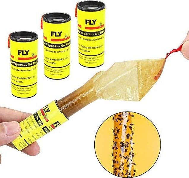 Strisce adesive per mosche e moscerini "Fly Strips" esca insetticida a rotoli uso interno ed esterno - 3