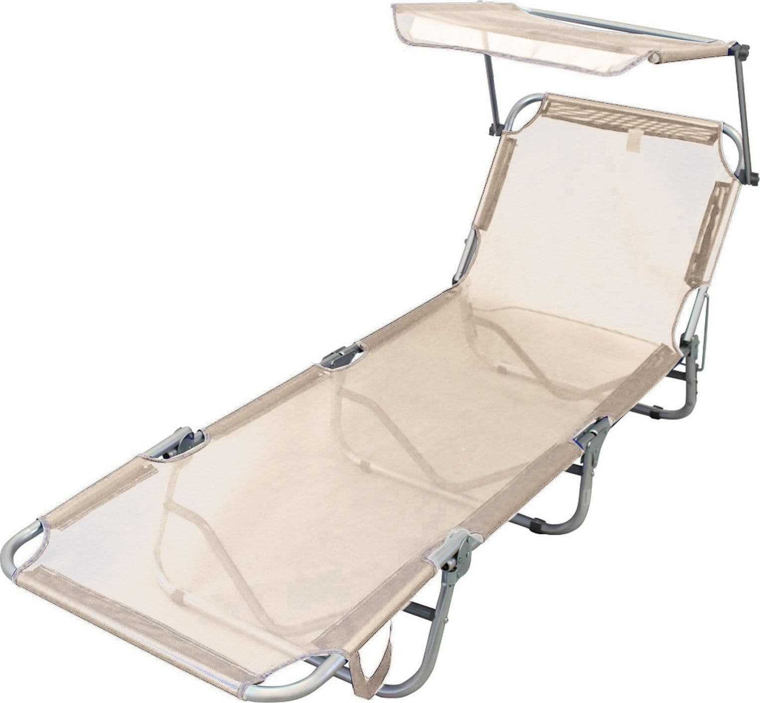 Lettino prendisole in alluminio "Sofia" spiaggina pieghevole con tettuccio da mare - 1