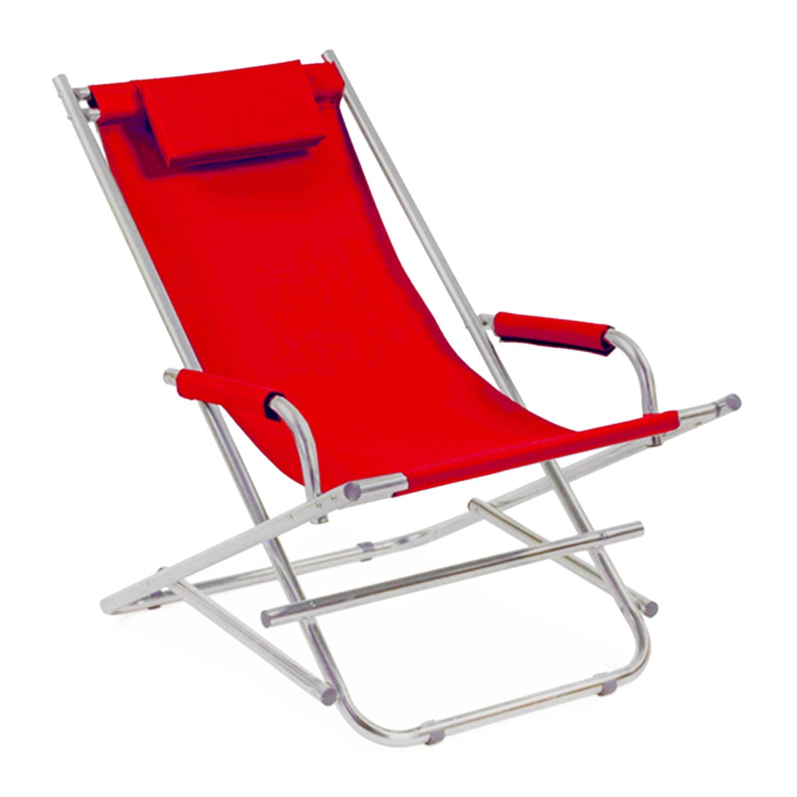 Sdraio in alluminio con cuscino "Bascula", spiaggina prendisole da giardino e mare - 3