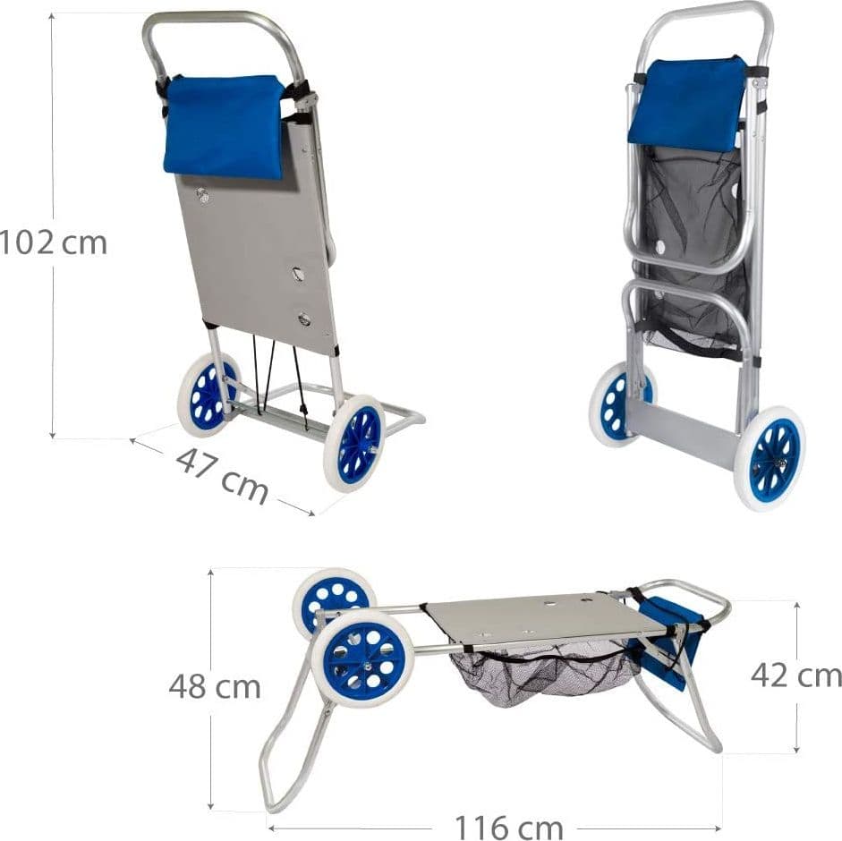 Carrello con tavolo trolley in alluminio per campeggio viaggio o spiaggia - 5