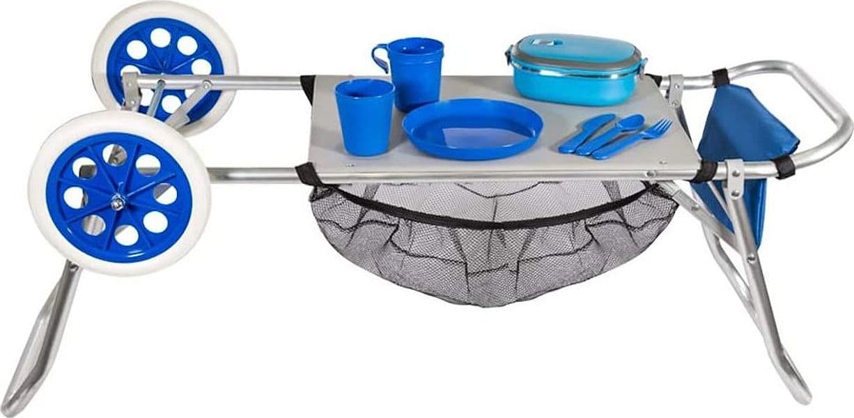 Carrello con tavolo trolley in alluminio per campeggio viaggio o spiaggia - 7