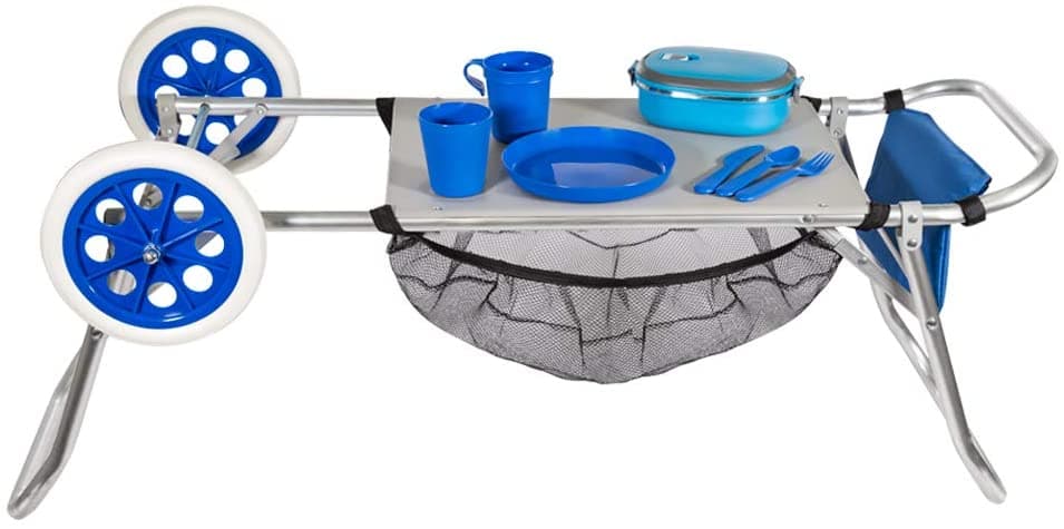Carrello con tavolo trolley in alluminio per campeggio viaggio o spiaggia - 7