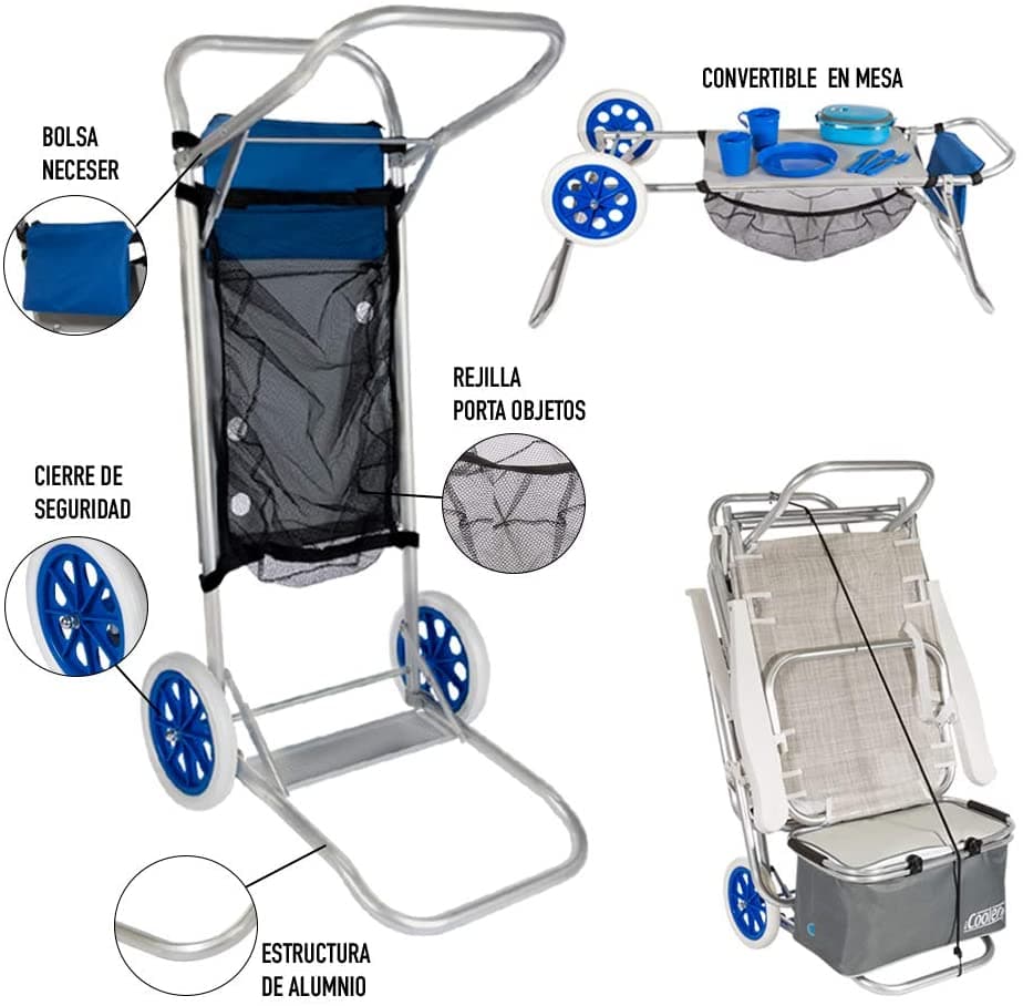 Carrello con tavolo trolley in alluminio per campeggio viaggio o spiaggia - 9