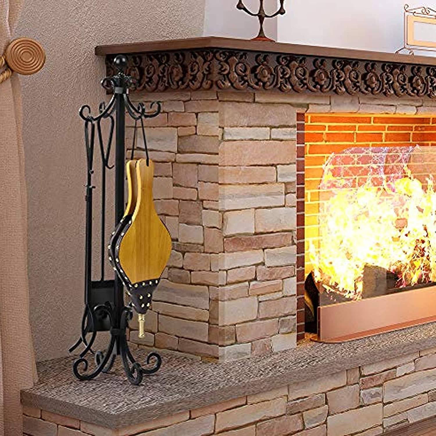 Soffietto in legno sirente per camino e grill mantice Accendifuoco vintage - 2