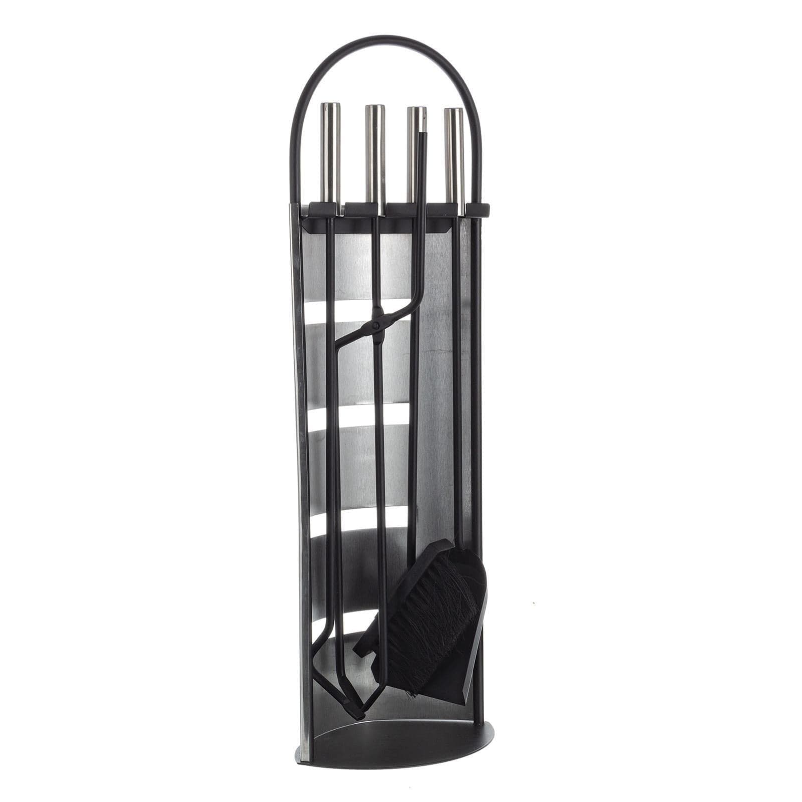 Set 5 accessori in acciaio Inox per camino, stufa e barbecue con paletta scopa e pinza - 2