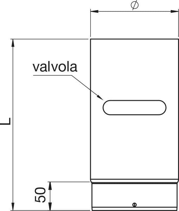 Tubo in acciaio nero con valvola di ispezione per stufa a legna da 2 mm - 2