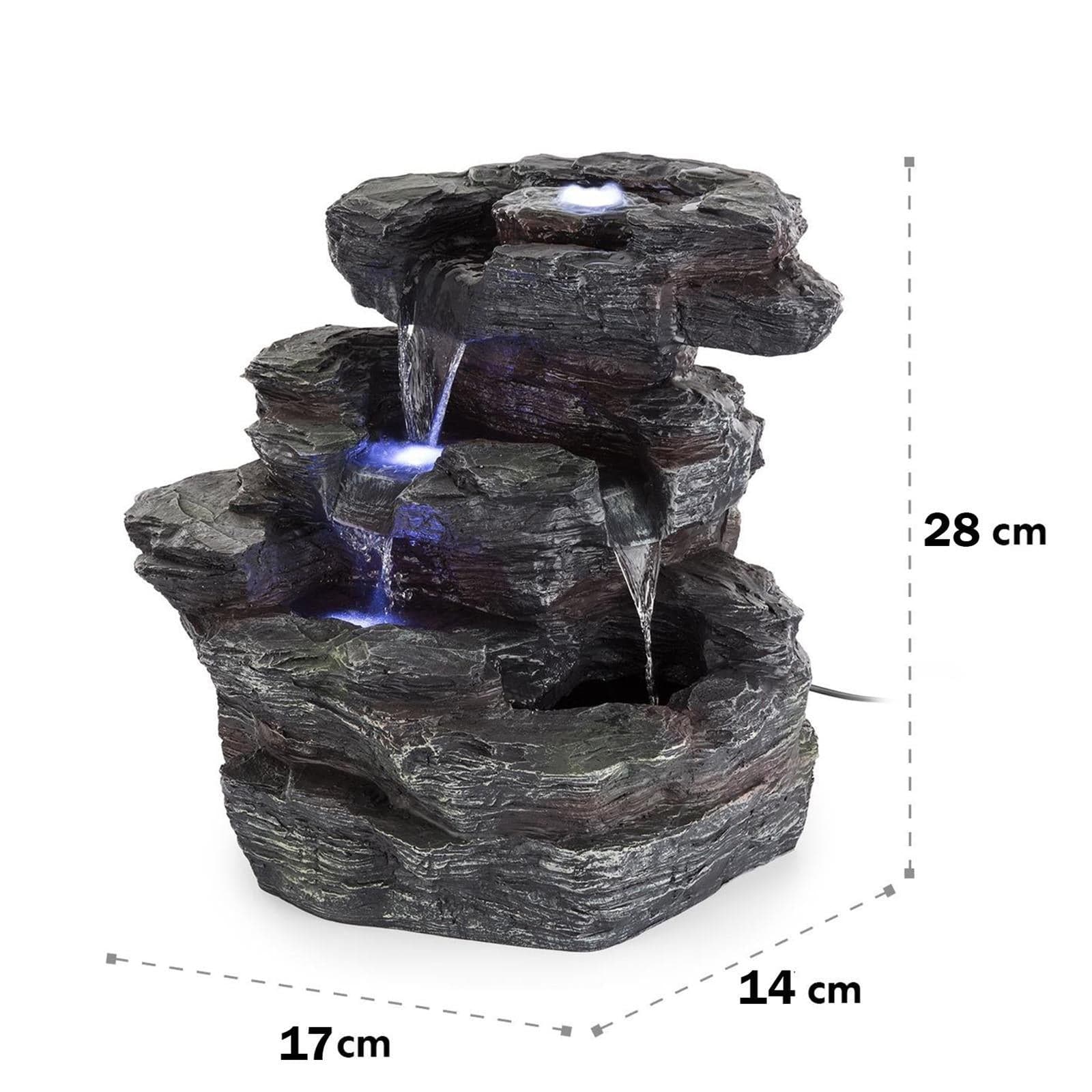 Fontana fontane resina roccia illuminata luce led arredo giardino cm 17 x 14 h 28 - 2