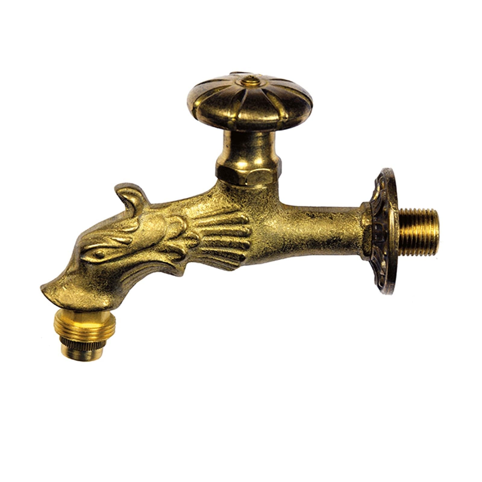 Rubinetto ornamentale in ottone antichizzato "dragone" per fontane da giardino attacco 1/2" - 2
