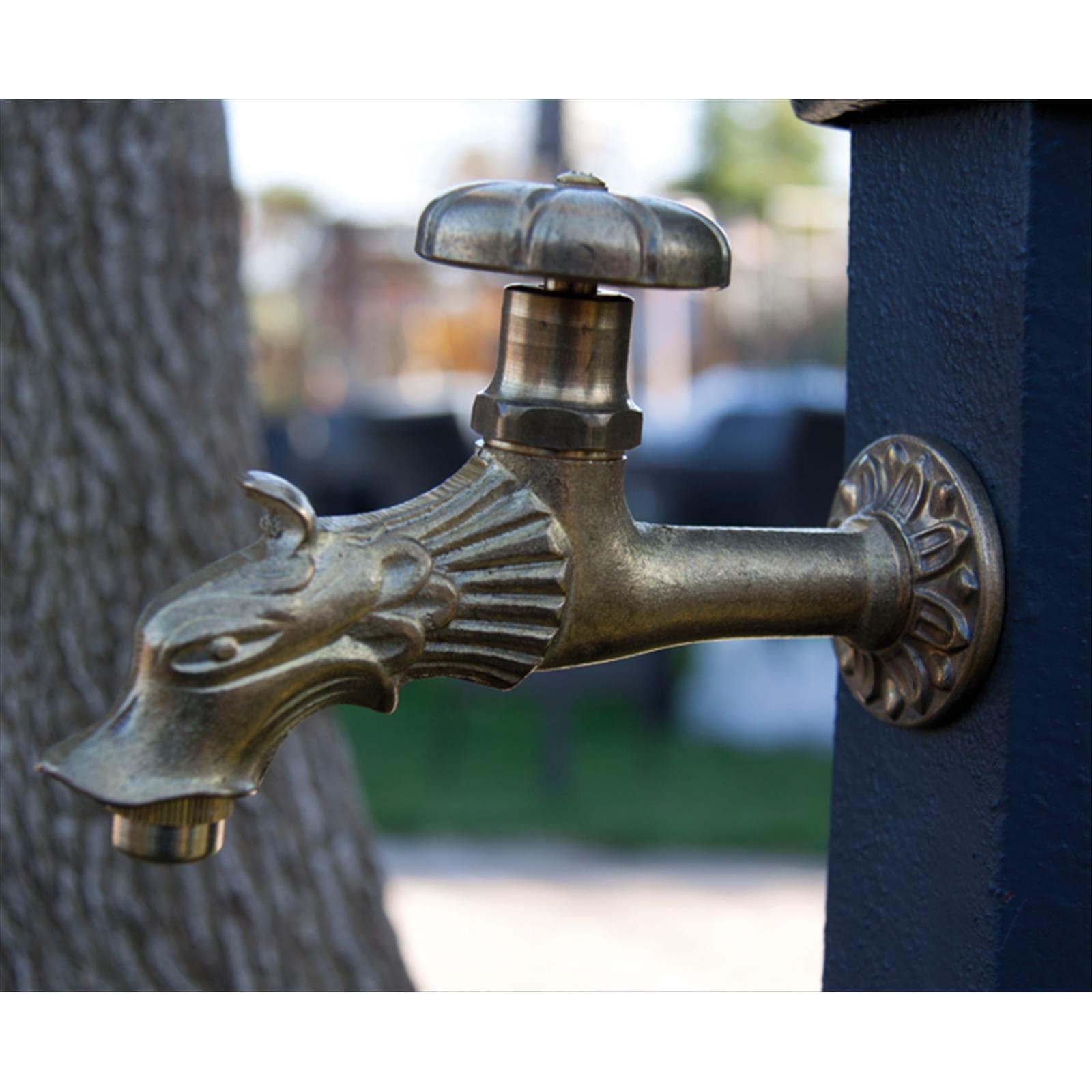 Rubinetto ornamentale in ottone antichizzato "dragone" per fontane da giardino attacco 1/2" - 4
