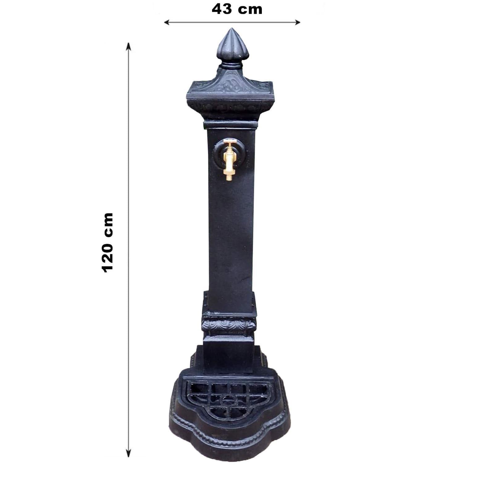 Fontana in ghisa da pavimento nero con rubinetto h 120 cm per esterni - 2