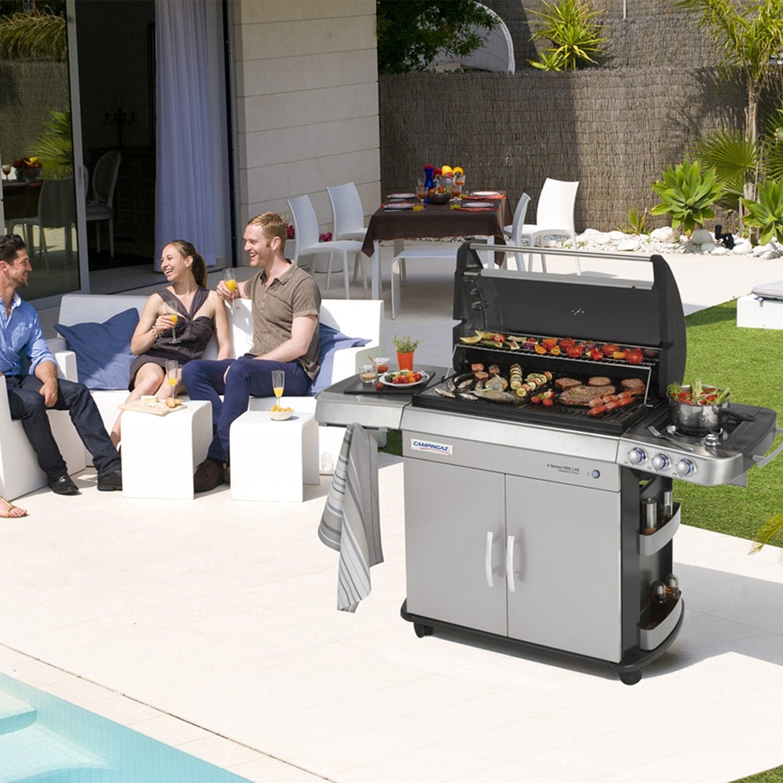 Barbecue griglia "4 Series RBS LXS" 3 bruciatori RBS BBQ con due piani cottura e ruote - 4