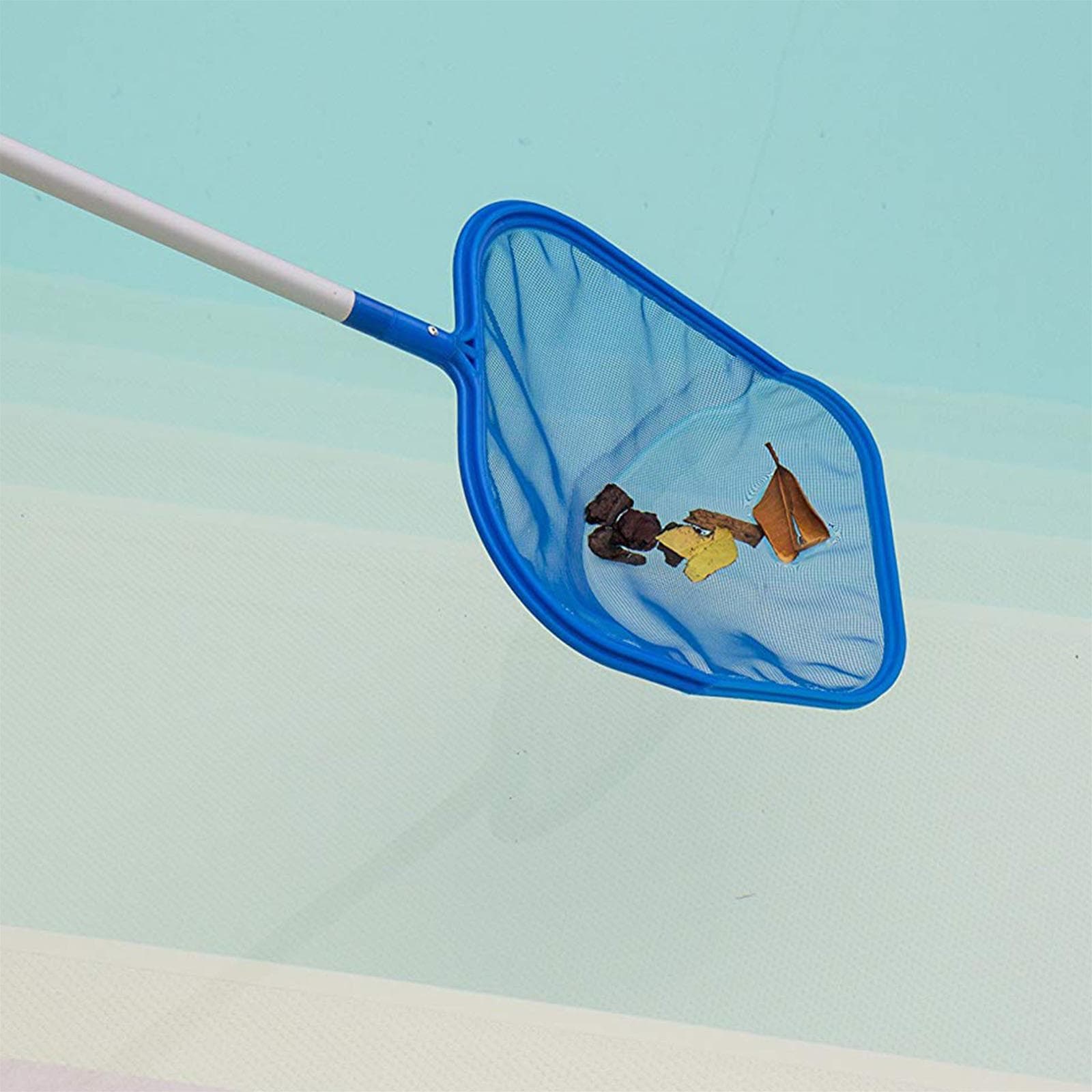 Retino di superficie con manico asta 150 cm 5 sezioni allungabile alluminio piscina - 2