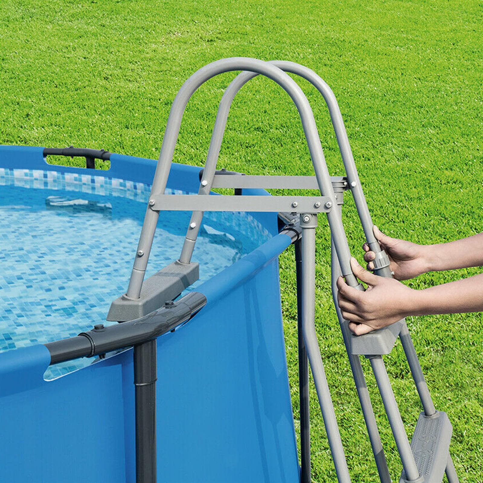 Scaletta per piscina fuori terra a doppia salita con gradini antiscivolo rimovibili - 3
