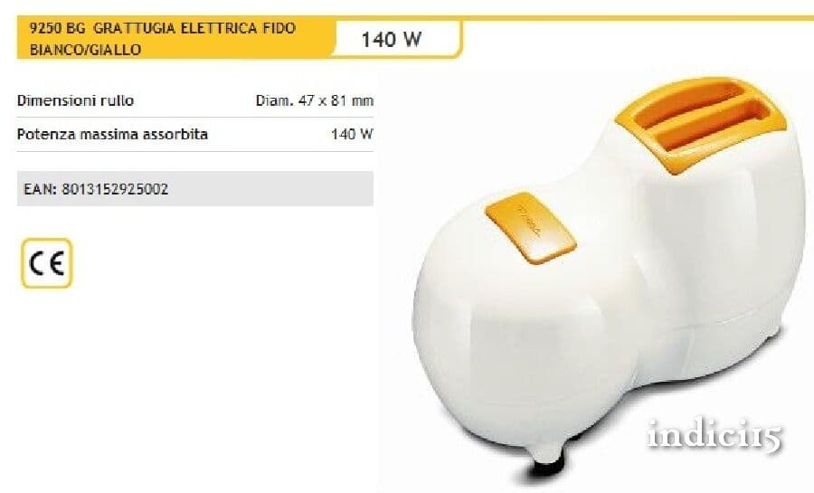 Grattugia Elettrica "Fido" Tasto accensione di sicurezza, contenitore estraibile, rullo dentato in acciaio. Sistema di pressione salvavita. - 3