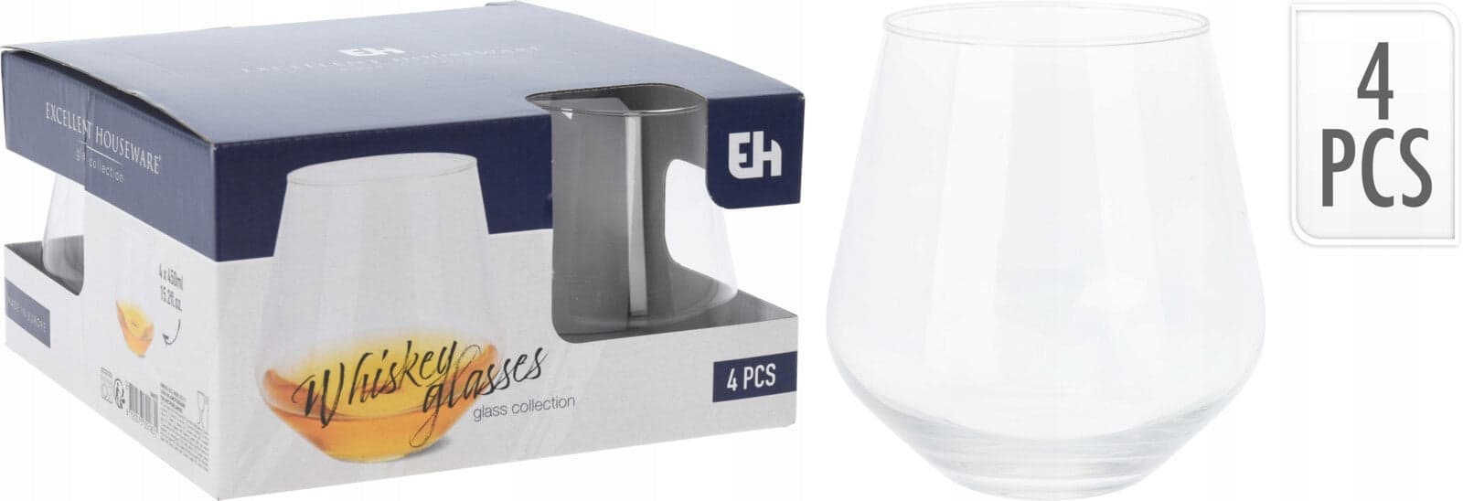 Bicchieri da Whisky in vetro da 450 ml set da 4 - 3