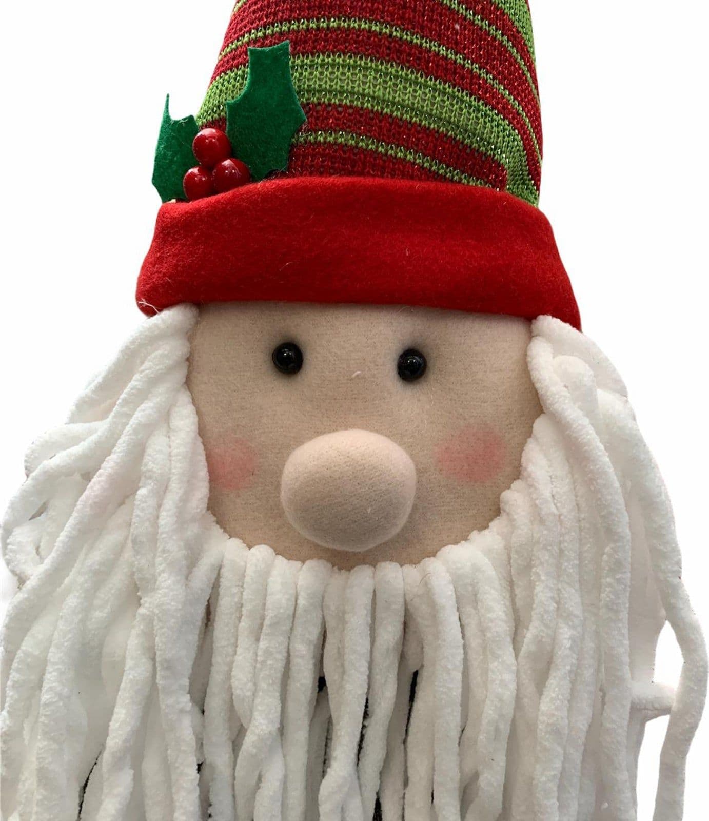 Puntale per albero buffo babbo natale con cappello e barba h 45 cm decorazione - 11